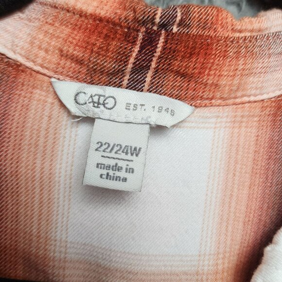 Cato Shirt Womens Plus Size 22/24W Red Plaid Pullover Blouse - Picture 2 of 9